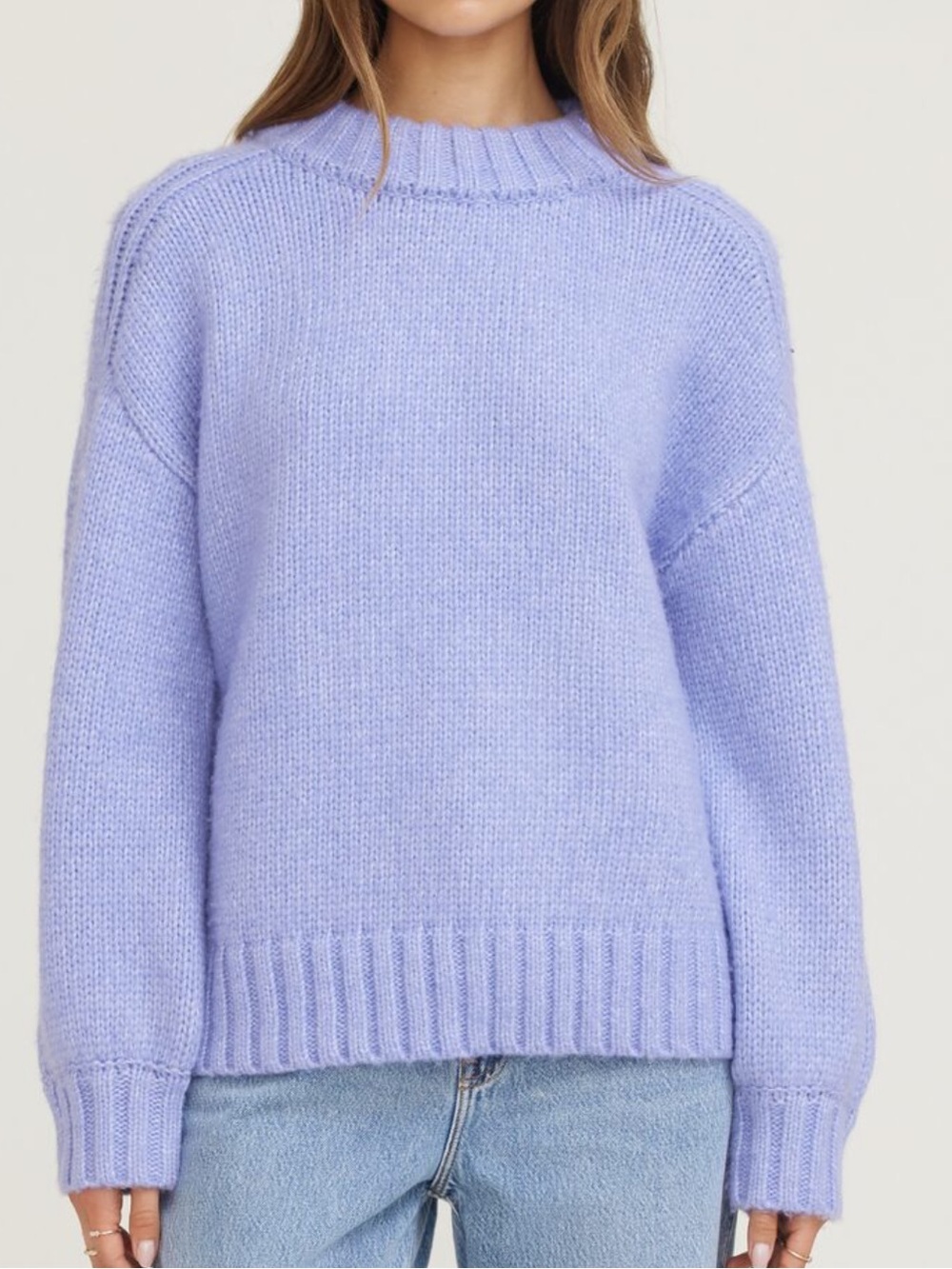Dynamite Mabel Chunky Crewneck Sweater - Lavender